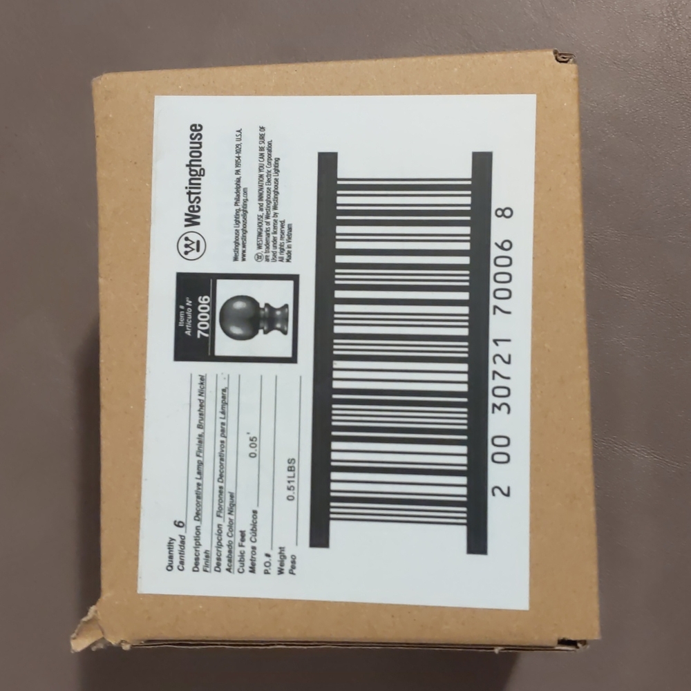 Westinghouse Lamp Finials case of 6 New